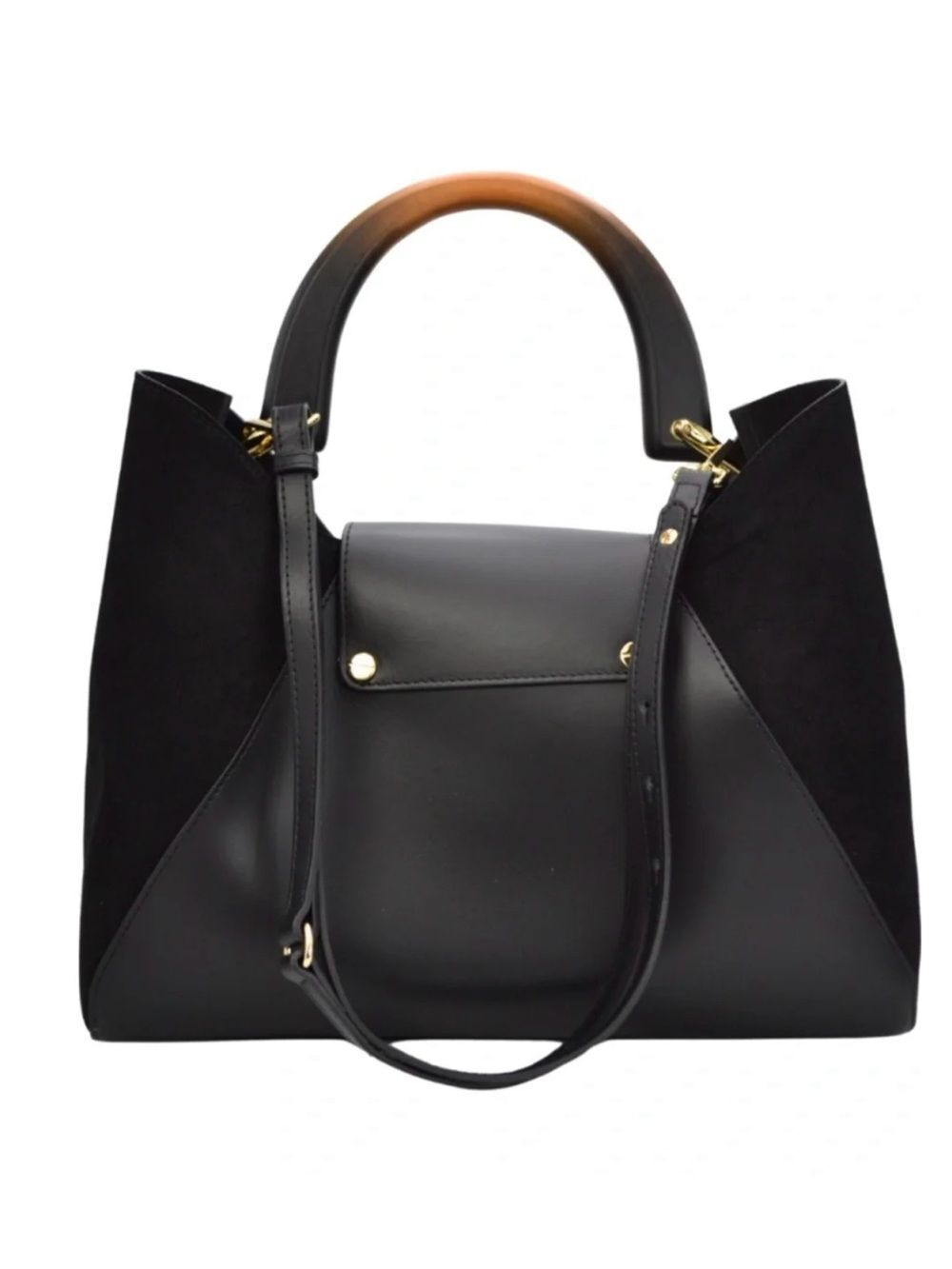 Claudia Firenze - Isadora Black Chamois Women Handbag - Genuine Leather & Suede - Picture 12 of 12